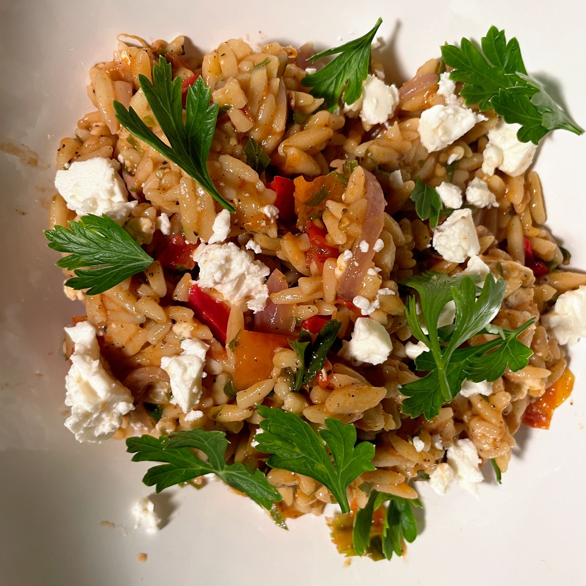 Orzo With San Marzano Tomatoes, Parsley, and Feta (Greek-inspired)