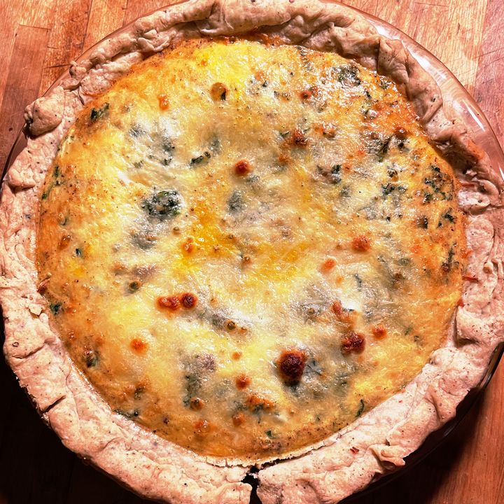 Mustard Greens and Italian Sausage Quiche With Savory Butter Crust